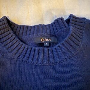 Quince 100% Organic Cotton Boyfriend Crew Sweater Navy Women’s Large